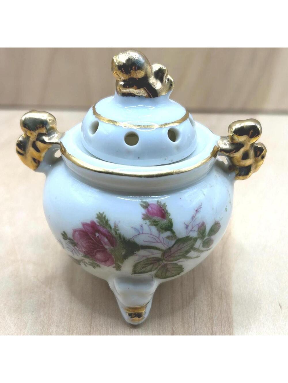 Porcelain Incense or Potpourri Vented Jar with Lid.